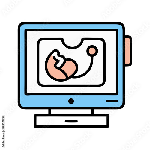 Illustration of baby ultrasound on electronic screen display