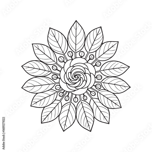 Beautiful floral ornamental doodle mehndi style pattern hand drawn decorative outline vector illustration coloring page for kids and adults