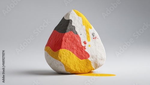 Painted rock resembling a national flag.