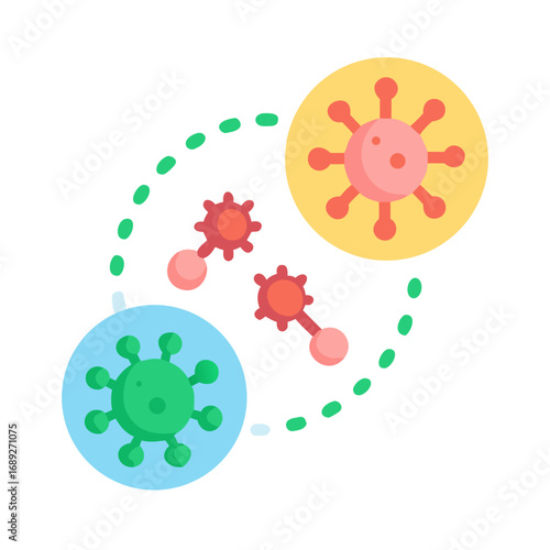 Conceptual image of viruses with dotted circle on black background