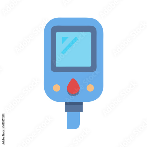 Stylized digital illustration of glucose meter for blood testing