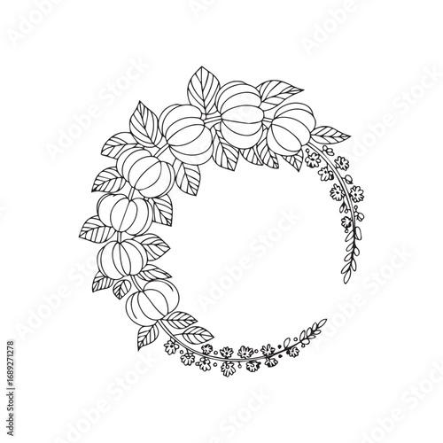 Beautiful floral ornamental doodle mehndi style pattern hand drawn decorative outline vector illustration coloring page for kids and adults