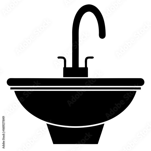 Minimalist Sink Icon Black Silhouette Vector Design Isolated on White