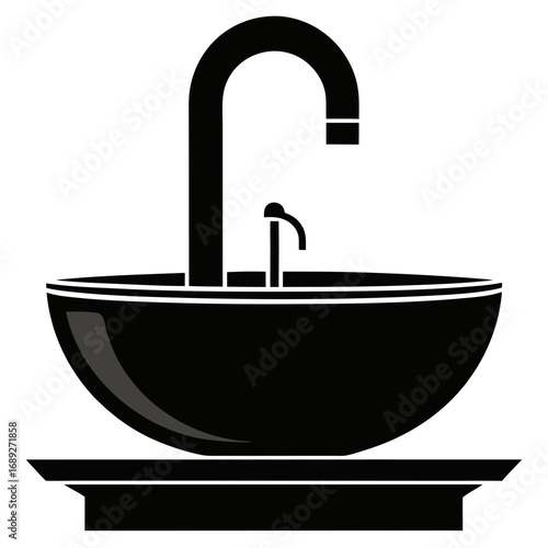 Minimalist Sink Icon Black Silhouette Vector Design Isolated on White