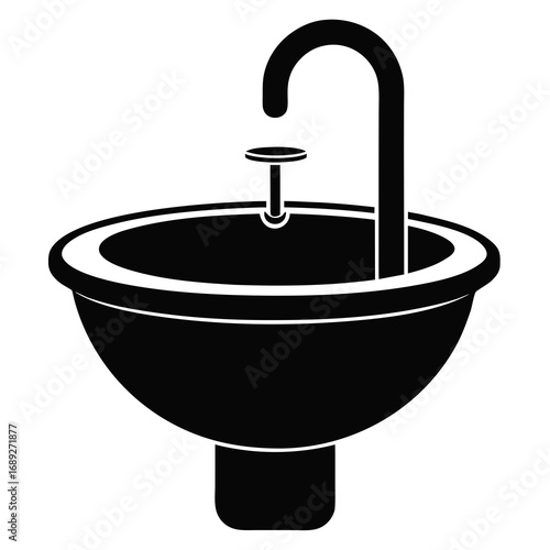 Minimalist Sink Icon Black Silhouette Vector Design Isolated on White