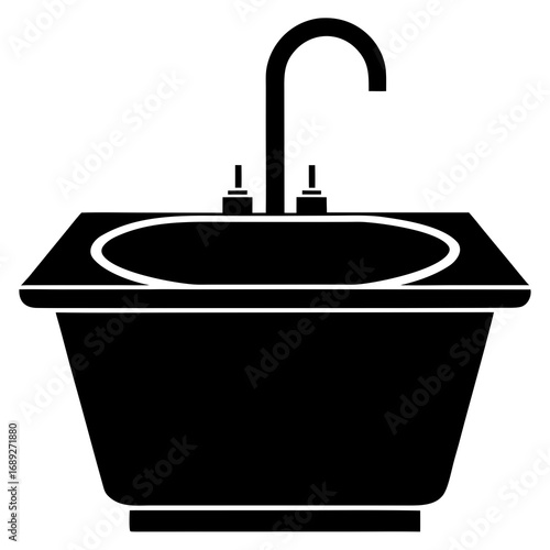 Minimalist Sink Icon Black Silhouette Vector Design Isolated on White