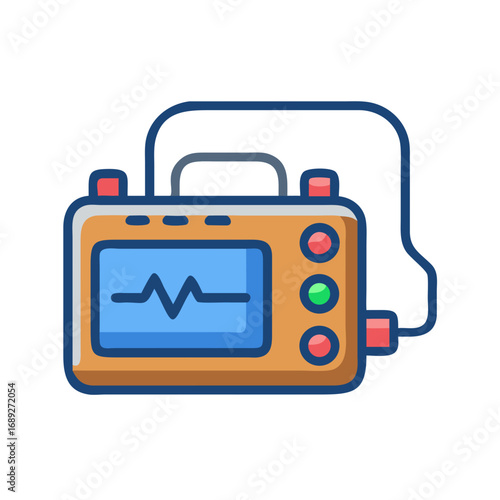 Medical monitor displaying heart rate signal on a black background
