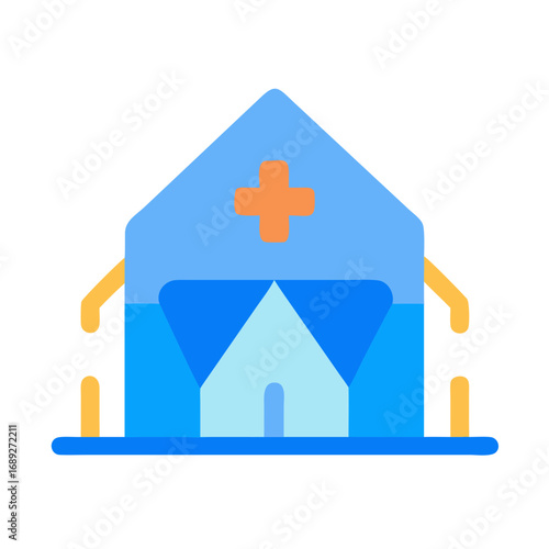 Flat vector medical center icon with cross emblem design