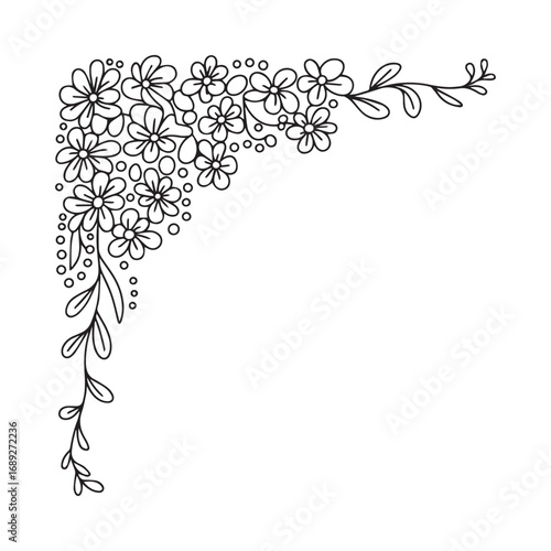 Beautiful floral ornamental doodle mehndi style pattern hand drawn decorative outline vector illustration coloring page for kids and adults