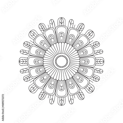 Beautiful floral ornamental doodle mehndi style pattern hand drawn decorative outline vector illustration coloring page for kids and adults