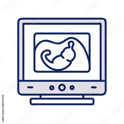 Ultrasound screen icon illustrating baby development in womb