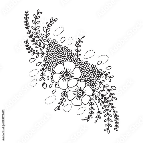 Beautiful floral ornamental doodle mehndi style pattern hand drawn decorative outline vector illustration coloring page for kids and adults