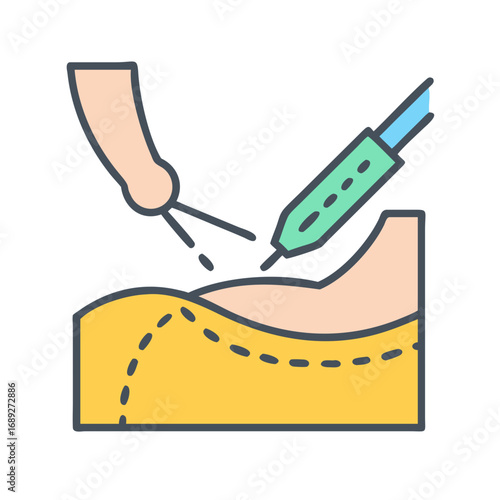 Cosmetic surgery procedures represented with flat design icons