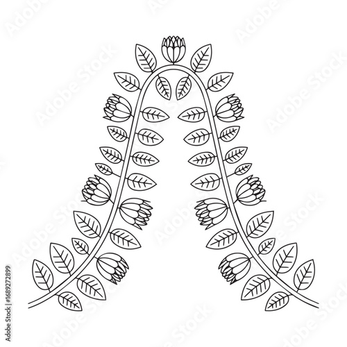 Beautiful floral ornamental doodle mehndi style pattern hand drawn decorative outline vector illustration coloring page for kids and adults