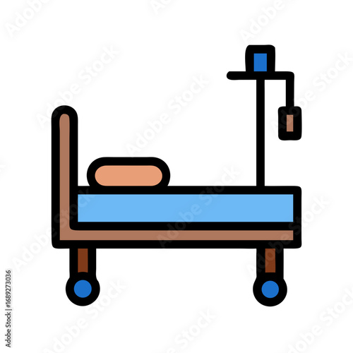 Hospital bed illustration depicting patient care and medical treatment
