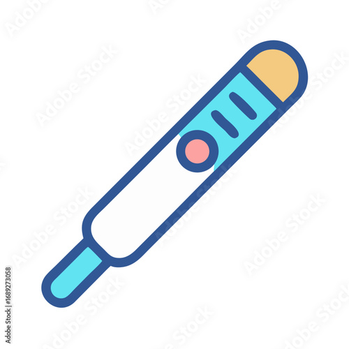 Minimalist icon of a blue and beige thermometer