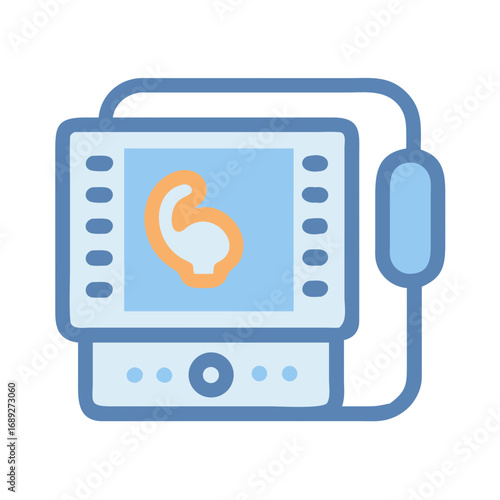 Medical ultrasound machine showcasing body anatomy in simple design