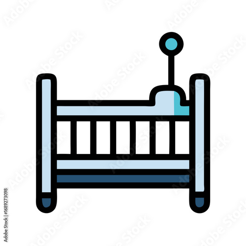 Bunk bed icon with simple color scheme on black