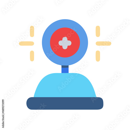 Stylized webcam with crosshair symbol icon for video conferencing