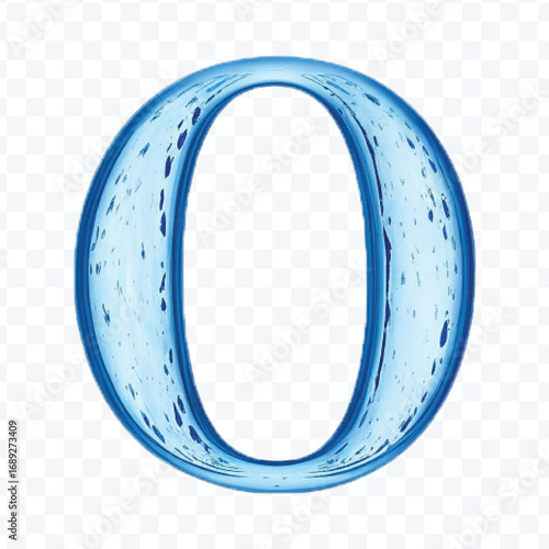 abstract 3d number 0 digit made by water splash isolated on transparent background