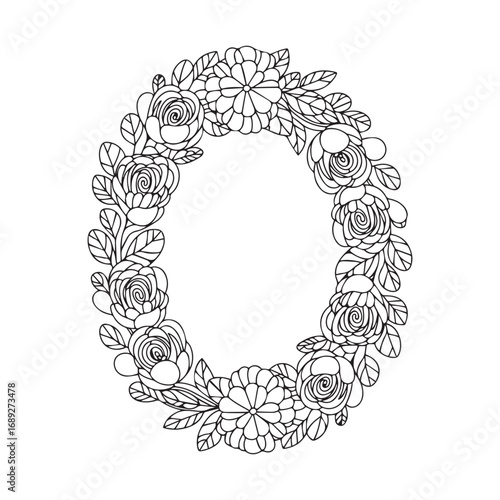 Beautiful floral ornamental doodle mehndi style pattern hand drawn decorative outline vector illustration coloring page for kids and adults