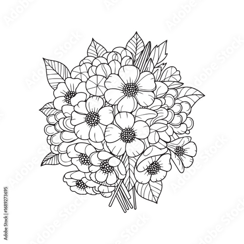 Beautiful floral ornamental doodle mehndi style pattern hand drawn decorative outline vector illustration coloring page for kids and adults