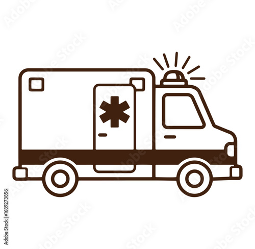 Minimalist illustration of an ambulance emergency medical services and healthcare symbol