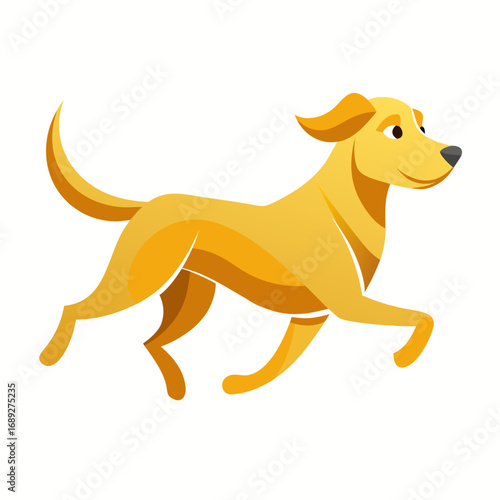 vector illustration of labrador retriever, running, abstract
