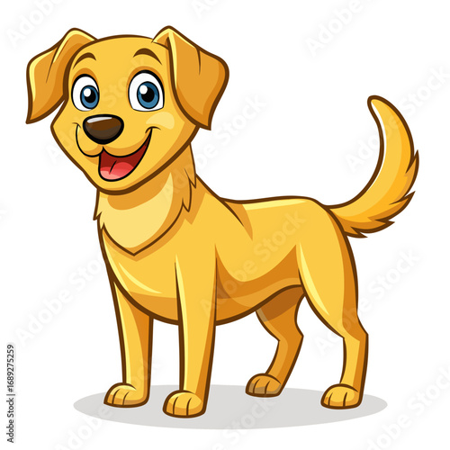 vector illustration of labrador retriever, fetching, cartoon