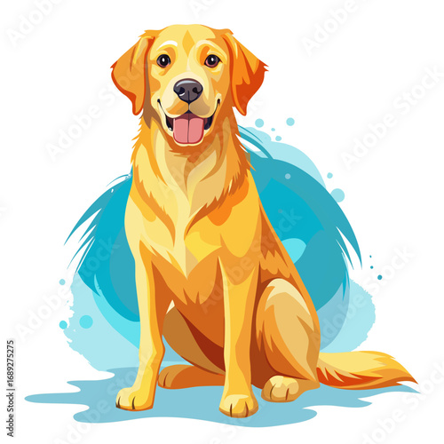 vector illustration of labrador retriever, sitting, watercolor
