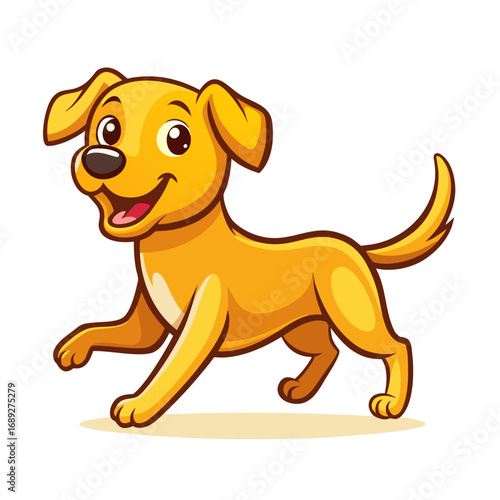vector illustration of labrador retriever, running, cartoon