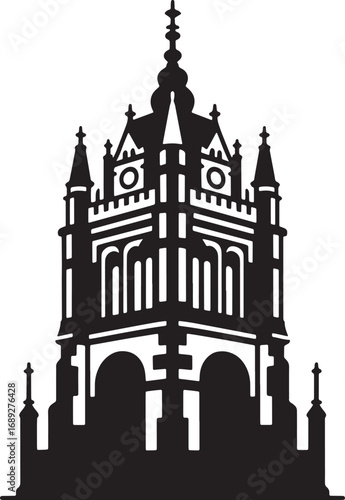 Ornate Building Illustration Architectural Structure Design Element Silhouette