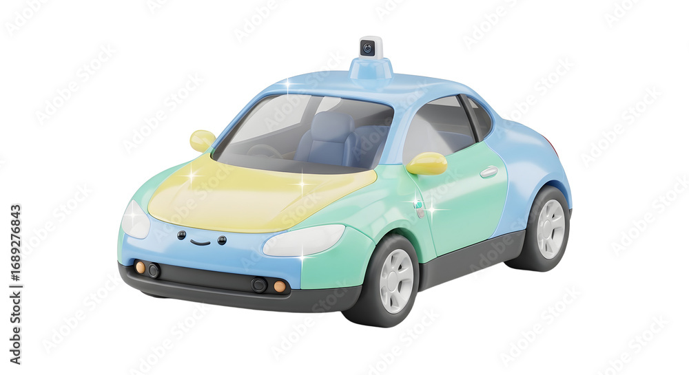 Fototapeta premium Colorful Toy Car with Camera on White Background