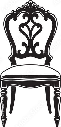 Elegant Ornate Chair Silhouette Vector Illustration for Interior Design and Furniture Projects