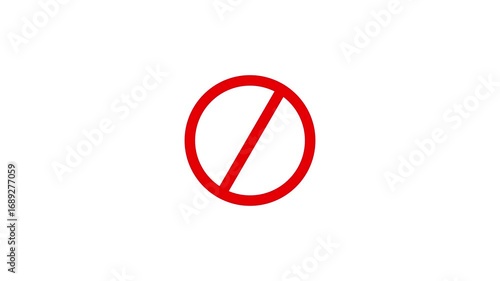 Three round red warning icons, no smoking, no parking, and no entry, are isolated on a white background
