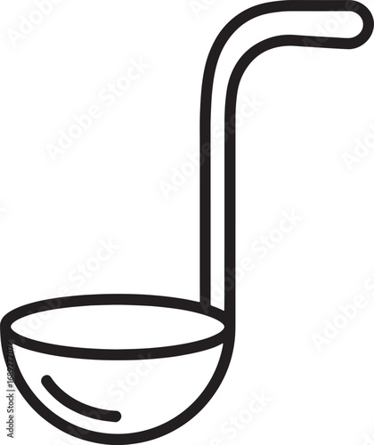Elegant Soup Ladle Vector Illustration for Culinary Designs and Kitchenware Projects Outline Style