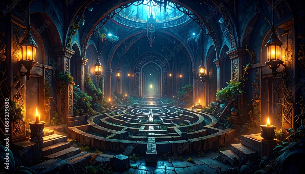 Obraz premium Dark, mystical, ancient maze