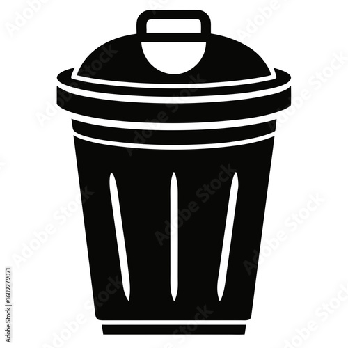 Black Silhouette Garbage Disposal Vector Illustration on White Background