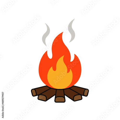 Campfire Flat Design Vector Illustration