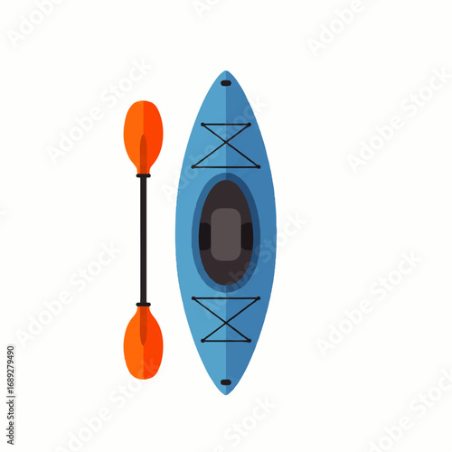 Kayak and Paddle Flat Design Vector Illustration