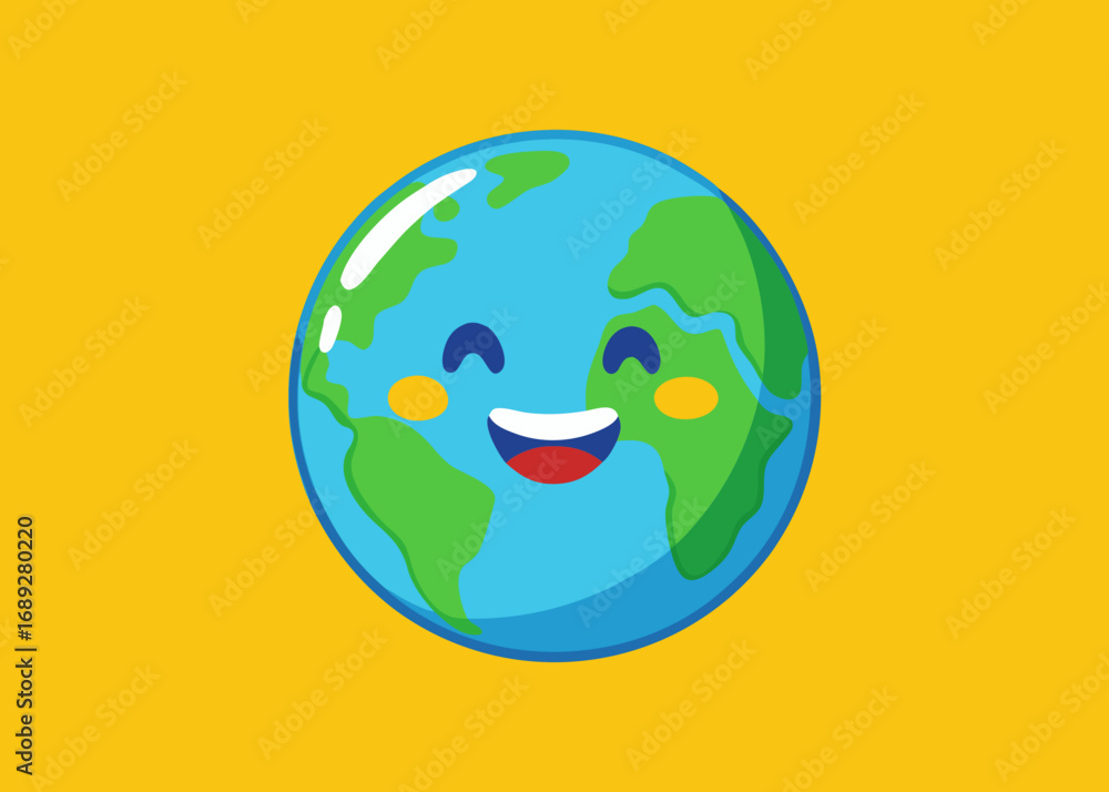 custom made wallpaper toronto digitalHappy cartoon earth character with a big smile