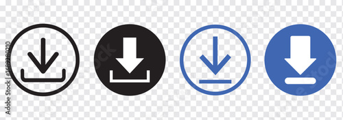 Download icon vector illustration, isolated download icon in trendy flat style, download sign vector, Download button. Download vector icons. Upload symbol collection. Black, Blue Color icon set.EPS10