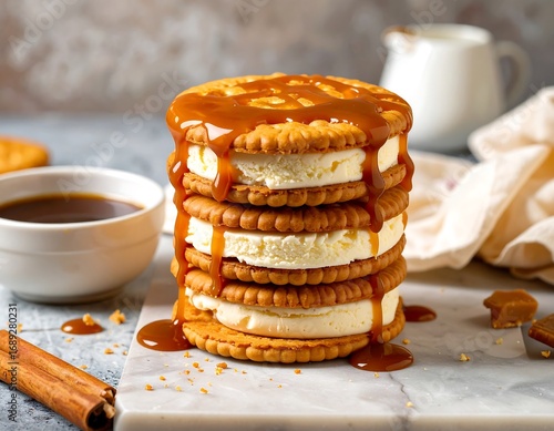 Caramel ice cream sandwich stack (1)