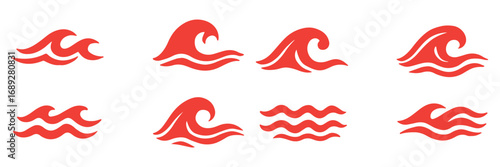 Set of sea water waves. Logo vector collection