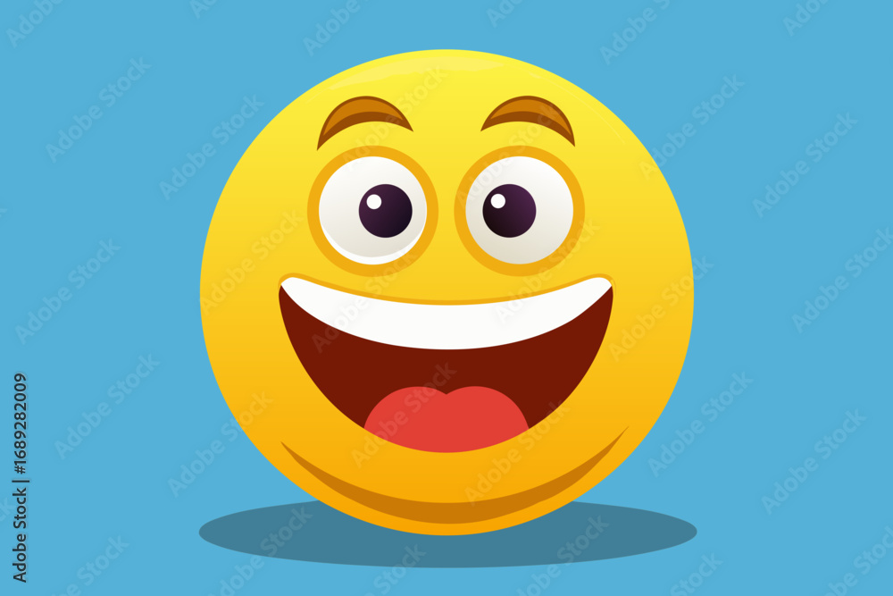 Fototapeta premium Joyful smiley face with wide open mouth and big eyes