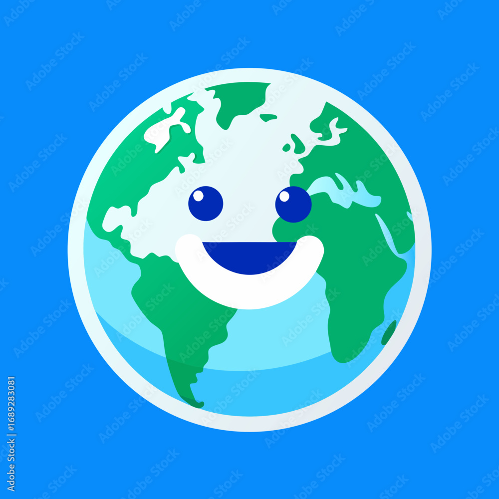 Fototapeta premium Happy smiling earth character illustration