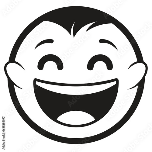 Wallpaper Mural Joyful cartoon face with wide open mouth and closed eyes Torontodigital.ca