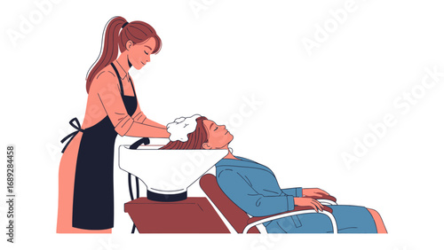 Stylist washing client s hair in a salon sink with gentle care and professional service
