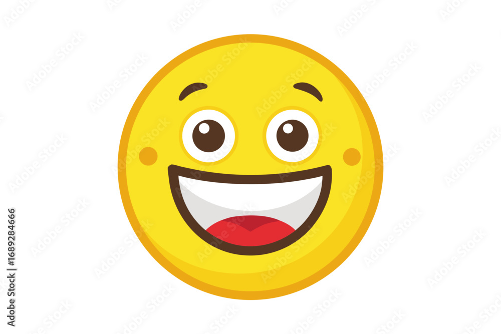 Fototapeta premium Joyful yellow emoji with a wide grinning mouth