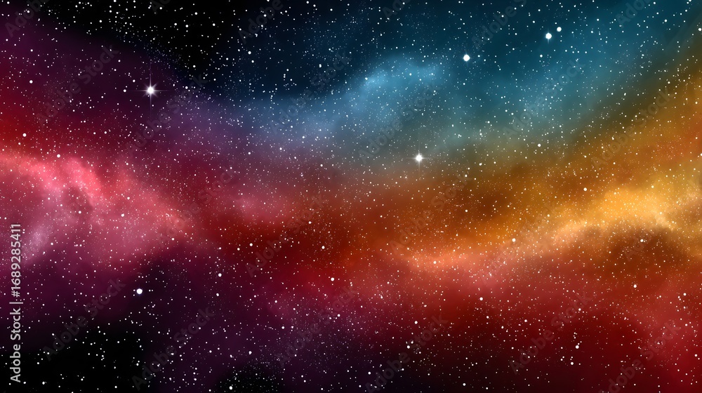 Naklejka premium Colorful Nebula and Stars Creating a Mystical Atmosphere in Deep Space Background
